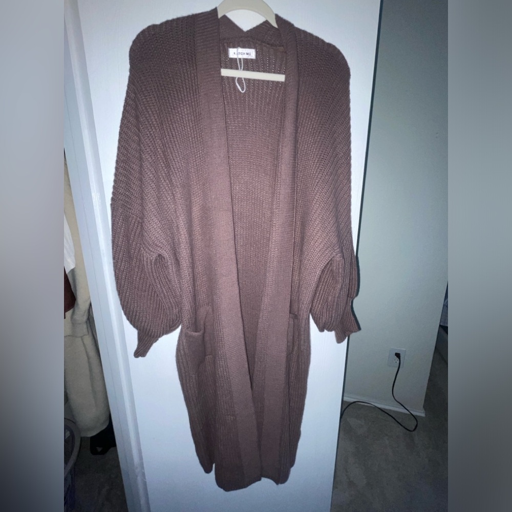 Balloon sleeve long cardigan